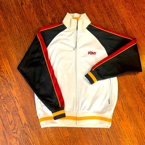 Pony Track Jacket: Cream, Black, Red, & Mustard